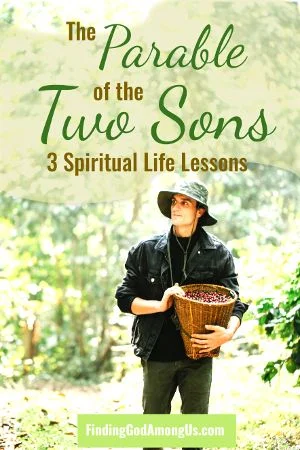 Parable of the Teo Sons soni n the vineyard with basket